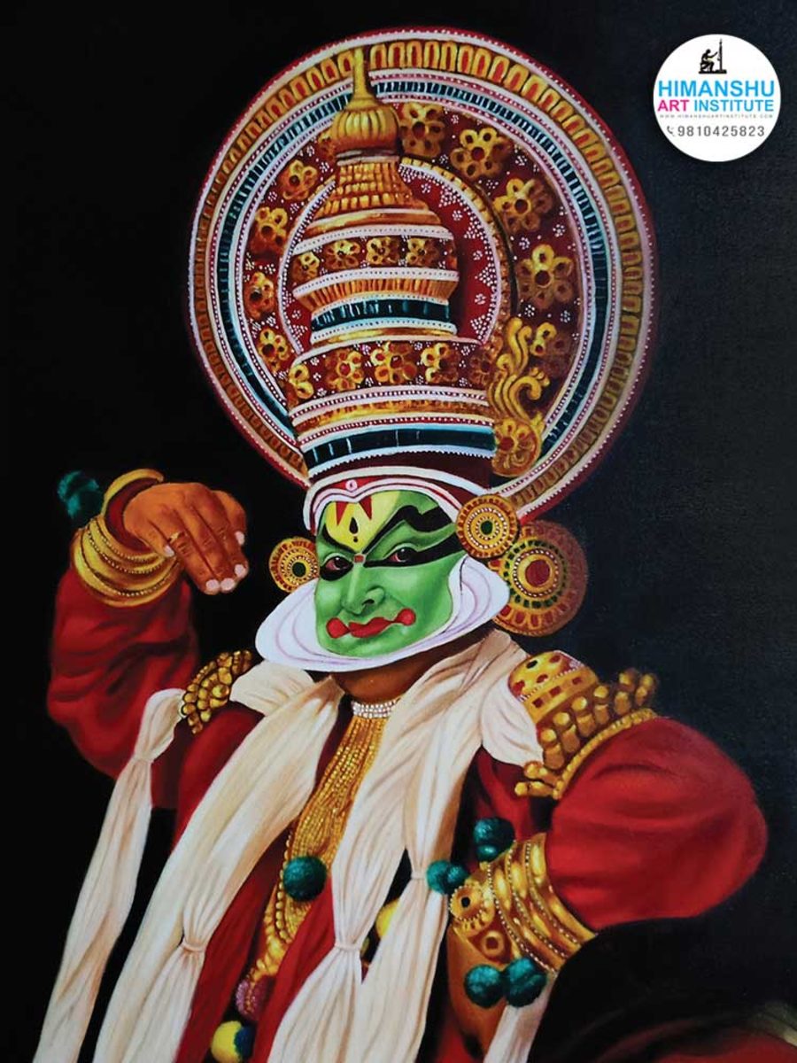 Kathakali - Oil Painting by Anu Bansal, Himanshu Art Institute, Institute of Fine Arts and Crafts